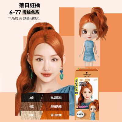 施华蔻泡泡染发剂染发膏2025流行色自己在家染氨基酸泡沫染发霜110ml落日脏橘