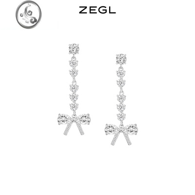 JiMiZEGL蝴蝶结流苏耳环女小众设计感高级冷性风耳钉925银针长款耳饰