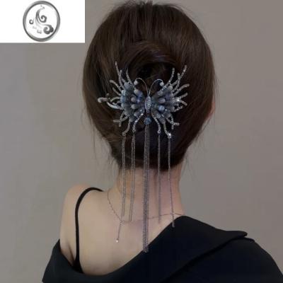 JiMi小众甜酷暗黑风发夹女高级感后脑勺扭扭一字夹黑色发卡个性日韩