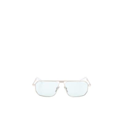 普拉达(PRADA)金属醋酸纤维全框太阳镜男弧形镜腿时尚百搭配镜框 白色