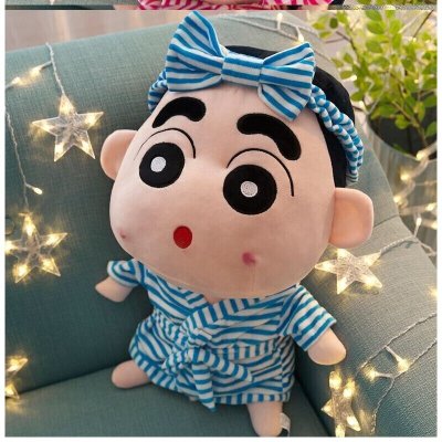 立体超软人偶男宝宝男童一体布偶小号车载娃娃摆件毛绒后窗车公仔湖蓝浴袍（圆眼睛））N1145厘米（送20厘米蜡笔小新）