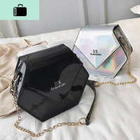 链条亮面小包包女2020新款韩版时尚百搭质感漆皮小方包单肩斜挎包NEW LAKE女士单肩包