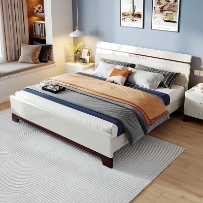 全友家居 简约现代北欧卧室床1.5/1.8米卧室家具板式床大床婚床卧室