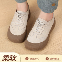 秋季新款舒适厚底系带丑萌休闲板鞋软底复古单鞋真皮四季女鞋