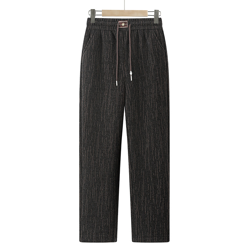 妈妈冬装洋气加厚松紧腰休闲裤新款中老年女装加绒直筒裤50岁