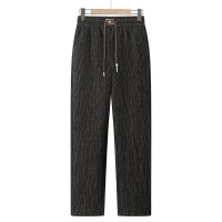 妈妈冬装洋气加厚松紧腰休闲裤新款中老年女装加绒直筒裤50岁_1