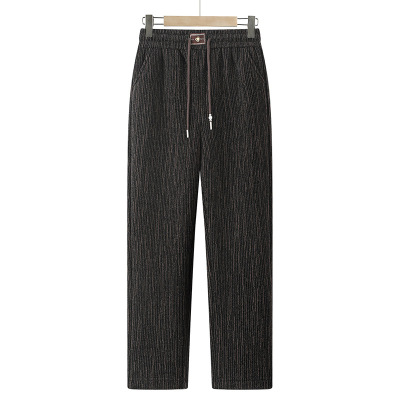 妈妈冬装洋气加厚松紧腰休闲裤新款中老年女装加绒直筒裤50岁_1