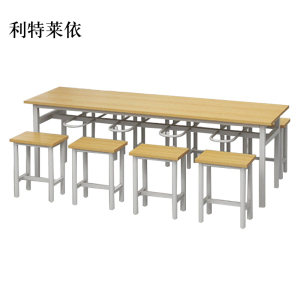 利特莱依餐桌8人学校食堂小吃店快餐桌椅饭堂防火板桌2200*600*750[含椅]