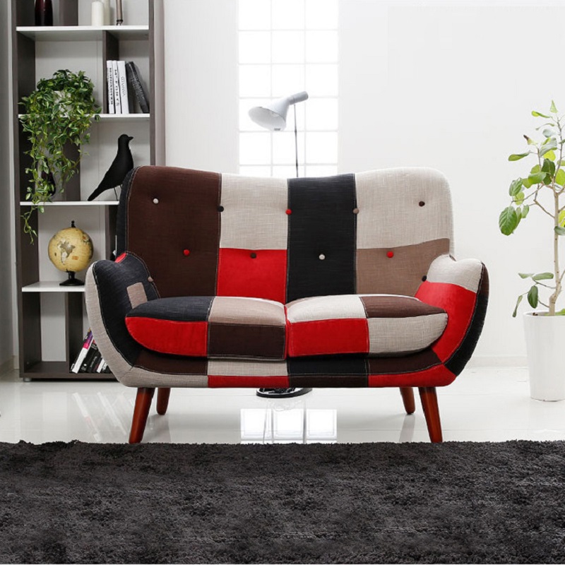 棉麻布艺单人沙发床 双人三人沙发 四人加长沙发实木框架