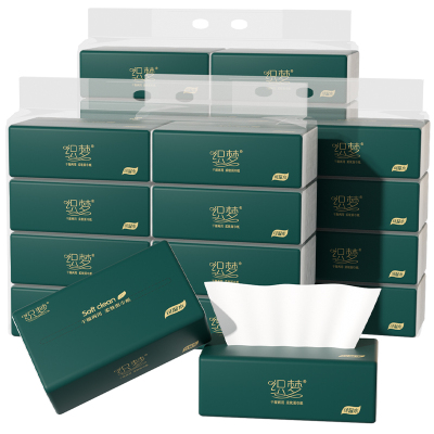 织梦 可湿水抽取式纸面巾5层52抽每包原生木浆抽纸实惠装餐巾纸家庭装纸抽卫生纸家用母婴可用 8包提装*3提(共24包)