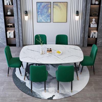 北欧ins轻奢大理石餐桌饭桌家用6人现代简约小户型岩板餐桌椅组合