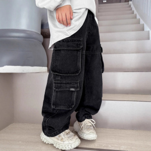 童装男童裤子冬季儿童加绒牛仔裤秋冬新款大童冬装工装长裤潮
