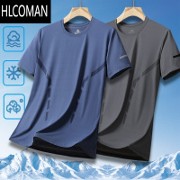 HLCOMAN凉感冰丝t恤男士短袖2025新款夏季薄款速干透气半袖男宽松上衣服