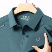 男装长袖polo衫春秋款商务休闲中年爸爸宽松翻领T恤上衣