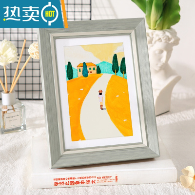 敬平小清新相框摆台6七7寸8儿童照片10创意摆件装裱a4A3画框挂墙像架5 淡绿色 7寸可摆可挂[可放12.8*17.8