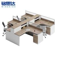 铭思达屏风办公桌干字型四人位含柜椅套