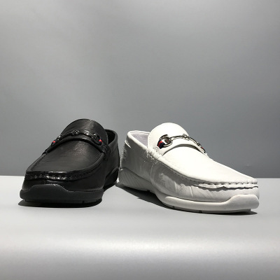 策霸2021春季一脚蹬驾车男鞋潮真皮男士手工豆豆鞋欧洲站休闲商务皮鞋