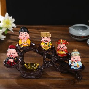 喜乐五福财神爷招财福禄寿喜摆件家用办公室客厅玄关电视柜装饰品