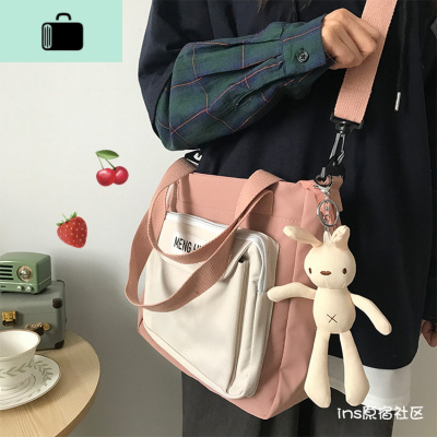 韩国ins帆布斜挎包女大容量韩版百搭大学生上课包原宿ulzzang日系NEW LAKE女斜挎包
