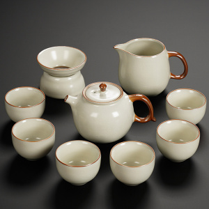 [补贴10%]2024新款汝窑功夫茶具套装陶瓷茶壶盖碗茶杯茶盘轻奢高档家用喝茶