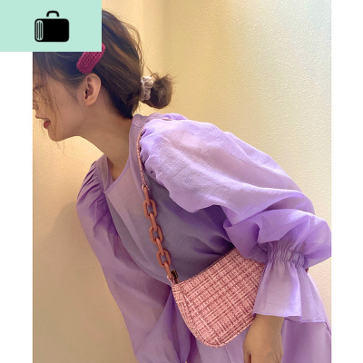 夏天小包包亚克力链条格子腋下包女2020新款流行高级感小众法棍包NEW LAKE女士单肩包