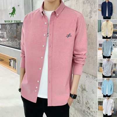 七匹狼国际公司授权WOLFTREK-牛津纺长袖衬衫宽松休闲男士2021新款春秋季百搭时尚衬衣棉质外套