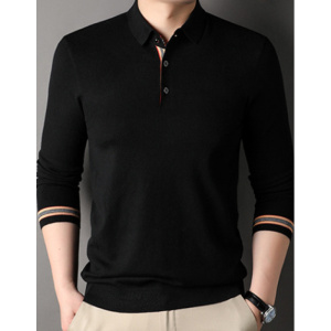 中老年新款针织衫打底翻领Polo长袖纯色时尚休闲日常上装