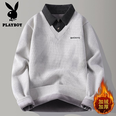 花花公子新款高品质[新款] 2025年秋冬款翻领针织毛衣男