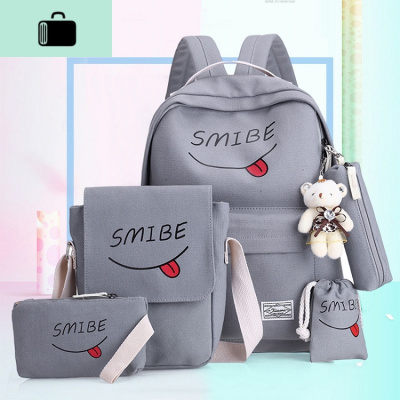 书包女韩版可爱中小学生书包套装帆布双肩包男女校园大容量背包NEW LAKE