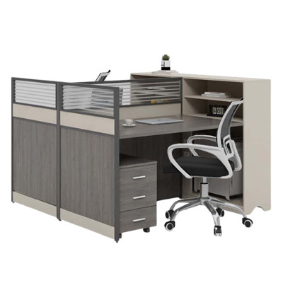 汉诺鑫威职员电脑桌现代简约员工位办公桌位桌椅结合屏风员工位对坐双人位(含柜椅)