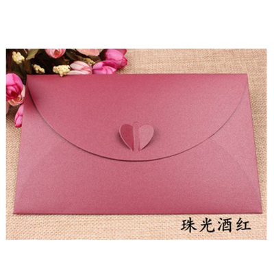 卡片干花满天星生日贺卡祝福卡留言卡片-珠光酒红信封10个