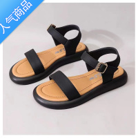 SUNTEK特价一字带凉鞋女2023年夏季新款平底舒适防滑学生穿孕妇鞋