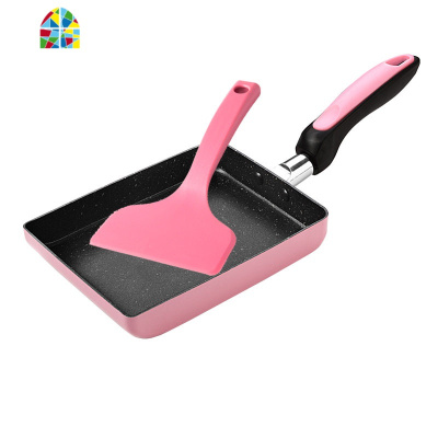 日式玉子烧厚蛋烧小煎锅千层平底锅不粘锅蛋卷的锅方形 FENGHOU 粉色送专用铲+油刷+爱心模具