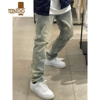 YANXU美式高街设计感水洗星星泼墨破洞牛仔裤男休闲宽松直筒长裤ins潮