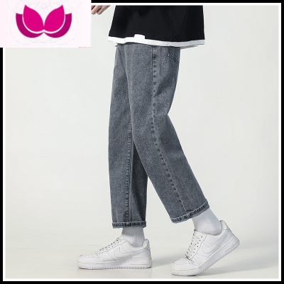 七斓牛仔裤男春季潮牌直筒宽松青少年款韩版潮流痞帅休闲九分裤子