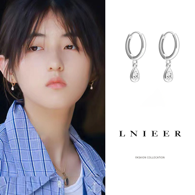 999纯银张子枫同款水滴圆圈耳环女轻奢耳圈耳钉养耳洞冷淡风耳饰送女朋友老婆情人节七夕生日礼物