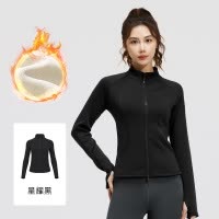 蜜桃绒立领口袋外套秋冬新款加绒加厚保暖立领瑜伽服