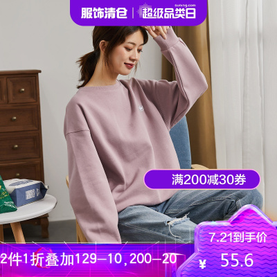 1折价55.6元-唐狮|卫衣女加绒宽松圆领套头卫衣