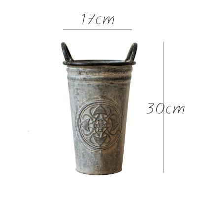 美帮汇雪花铁皮桶复古锈斑 铁艺花桶花瓶花器花插花店装饰怀旧 小(不防水,有锈斑) 中