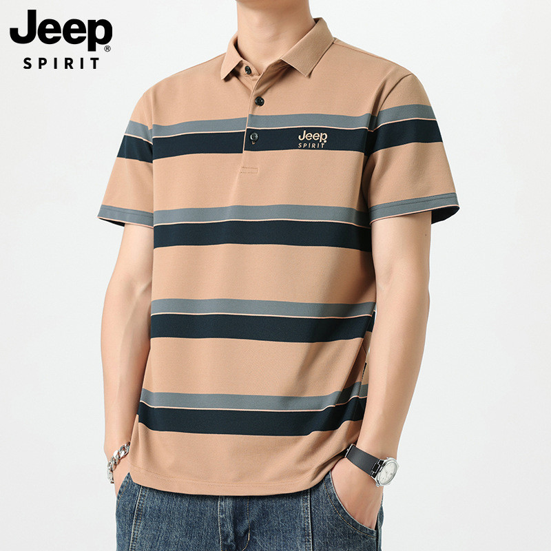 JEEP SPIRIT短袖男款2025新款宽松休闲半袖T恤男休闲打底条纹体恤