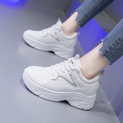 奔典品牌ins老爹潮鞋女2020年夏季新款小白百搭网鞋内增高厚底透气运动鞋