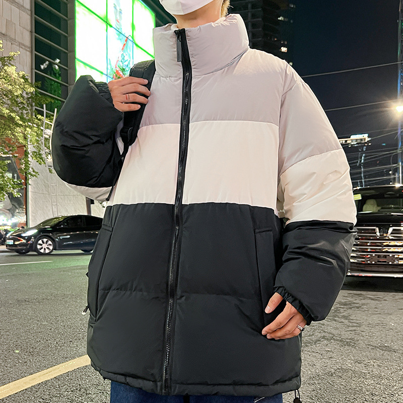 男装冬季90白鸭绒男加厚紫外套抗寒立领拼色百搭青少年港风羽绒服