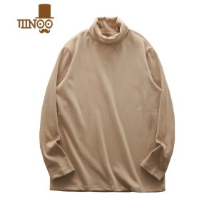 YANXU双面德绒高领打底衫男纯色保暖内搭中高领加绒加厚长袖t恤