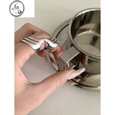 JiMiYoRoooi 小众高级感中古蜘蛛符号关节戒冷淡风不掉色钛钢戒指女