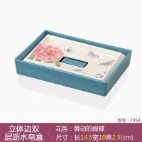 创意家用免打孔沥水卫生间肥皂盒壁挂式吸盘皂盒肥皂架香皂盒 三维工匠 立体边-舞动的蝴蝶(不吸壁)