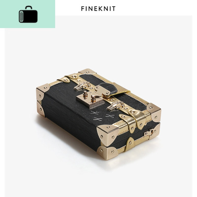 纸飞机 日韩新款盒子包女包撞色小方包单肩斜挎包女NEW LAKE 新牙黑皮肩带+送链条女斜挎包