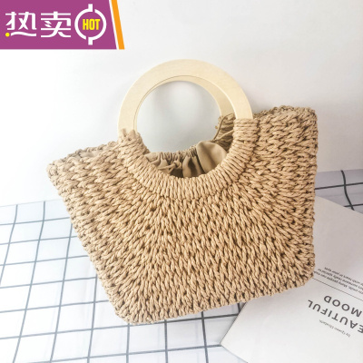 NEWLAKE2021新款编织包女草编包海边夏天度假沙滩包手提包手工大容量包包