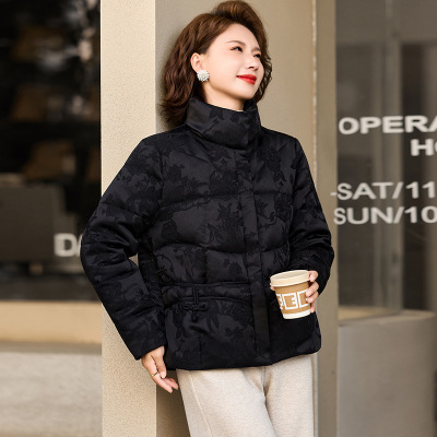 新款妈妈鸭绒服冬季保暖冬装中老年羽绒服女40-60岁短款90绒衣服