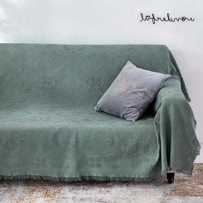 家柏饰(CORATED)北欧方格全盖沙发布单沙发巾沙发套罩沙发垫盖布沙发毯 墨绿菱形格 180*230cm