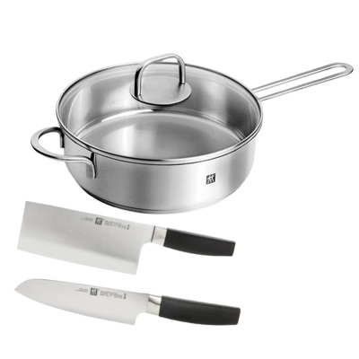 双立人锅具厨具套装经久耐用坚韧耐磨无涂层易清洗易收纳六件套